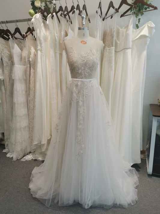 deep v bridal wedding gown17841 - wd056